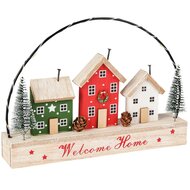 Dekoratief | Deco huizen in boog 'Welcome Home', hout, LED, 24x5x18cm | A255506