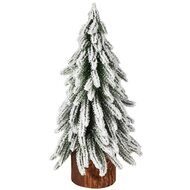 Dekoratief | Deco boompje op voet, groen/wit, naturel/hout, 14x14x26cm | A255509