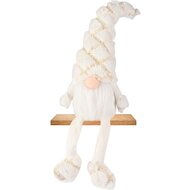 Dekoratief | Pop gnoom m/hangbeentjes, wit, stof, 13x8x41cm | A255524