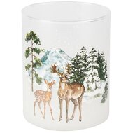 Dekoratief | Theelichthouder &#039;Mystery Deer&#039;, wit, glas, 18x8x10cm | A255532