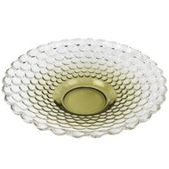 Dekoratief | Deco schaal rond, groen, glas, 29x29x6cm | A255536