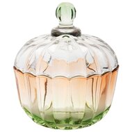 Dekoratief | Bonbonnière, oranje/groen, glas, 9x9x10cm | A255539