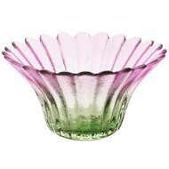 Dekoratief | Theelichthouder bloem, paars/groen, glas, 11x11x6cm | A255546