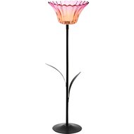 Dekoratief | Theelichthouder bloem op voet, oranje/roze, glas/metaal, 11x11x34cm | A255548