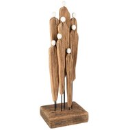 Dekoratief | Deco familie op voet, naturel/wit, hout, 14x12x42cm | A255556