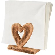 Dekoratief | Servettenhouder m/harten, naturel, hout, 11x7x11cm | A255564