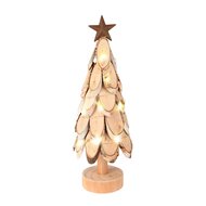 Dekoratief | Deco boompje m/ster, naturel, hout, LED, 13x13x41cm | A255601