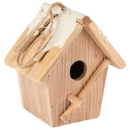 Dekoratief | Hanger vogelhuisje m/sneeuw, naturel, hout, 14x14x16cm | A255604