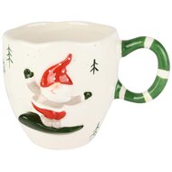 Dekoratief | Mok &#039;Snowboard Santa&#039;, rood/wit/groen, keramiek, 14x11x10cm | A255623