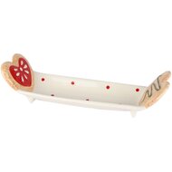Dekoratief | Schaaltje m/hartjes, rood/wit, keramiek, 28x9x6cm | A255626