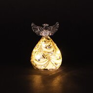 Dekoratief | Engeltje staand m/parels, transparant/goud, glas, LED, 7x7x11cm | A255652