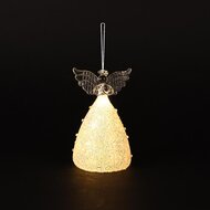 Dekoratief | Hanger engeltje, transparant/goud, glas, LED, 8x8x12cm | A255656
