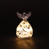Dekoratief | Engeltje staand m/hartje, transparant/goud, glas, LED, 7x7x11cm | A255663