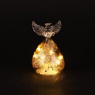 Dekoratief | Engeltje staand m/hartje, transparant/goud, glas, LED, 7x7x10cm | A255665
