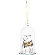 Dekoratief | Hanger globe m/hertje, transparant/goud, glas, 6x6x10cm | A255671