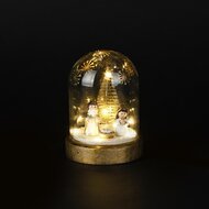Dekoratief | Globe m/kerststalfiguren, goud/wit, glas, LED, 9x9x12cm | A255769