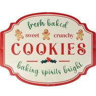 Dekoratief | Wanddeco 'Fresh Baked Cookies', wit/rood, metaal, 45x35cm | A255782