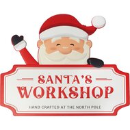 Dekoratief | Wanddeco 'Santa's Workshop', wit/rood, metaal, 50x40cm | A255783