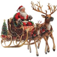 Dekoratief | Wanddeco 'Classic Santa On Sleigh', metaal, 41x39cm | A255788