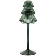 Dekoratief | Theelichthouder boompje op voet, groen, glas, 8x8x25cm | A255805