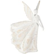 Dekoratief | Deco engel staand m/kanten jurk, wit, resina, 46x28x34cm | A255831