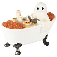 Dekoratief | Spookje in bad, wit/oranje, resina, LED, 23x12x16cm | A255834