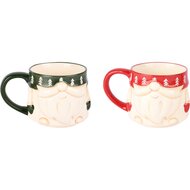 Dekoratief | Mok &#039;Santa&#039;, groen/rood/wit, keramiek, 13x10x9cm, set van 2 stuks | A255843