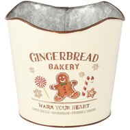 Dekoratief | Bloempot &#039;Gingerbread Bakkery&#039;, beige/bruin, metaal, 15x15x13cm | A255911