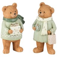 Dekoratief | Beertje staand m/cadeautje, resina, 9x8x16cm, set van 2 stuks | A255965