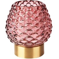 Dekoratief | Theelichthouder 'Scales', roze/goud, glas/metaal, 10x10x11cm | A255989