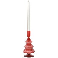 Dekoratief | Kaarsenhouder 'Tree', rood, glas, 11x11x21cm | A255995