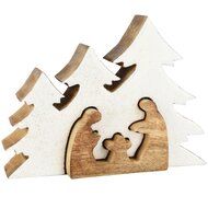 Dekoratief | Kerststal puzzel, wit/naturel, hout/email, 19x4x14cm | A258003