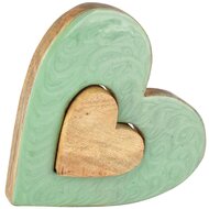 Dekoratief | Deco hart puzzel, groen/naturel, hout/email, 21x3x22cm | A258012