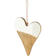 Dekoratief | Hanger hart, naturel/wit, hout/email, 14x2x19cm | A258015