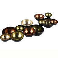 Dekoratief | Tafelstuk multitheelichthouder, groen/bruin/zwart, metaal, 39x16x8cm | A258066
