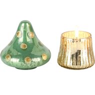 Dekoratief | Paddenstoel geurkaars &#039;Fancy dots&#039;, glas/wax, 11x11x16cm | A258070