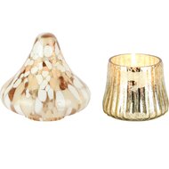 Dekoratief | Paddenstoel geurkaars &#039;Brushed Copper White&#039;, glas/wax, 11x11x16cm | A258076