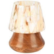 Dekoratief | Lampje geurkaars &#039;Brushed Copper White&#039;, glas/hout/wax, 10x10x13cm | A258081