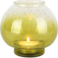 Dekoratief | Theelichthouder 'Sprinkle Green', glas, 16x16x14cm | A258085