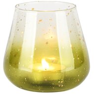 Dekoratief | Theelichthouder &#039;Sprinkle Green&#039;, glas, 13x13x12cm | A258086