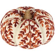 Dekoratief | Pompoen &#039;Autumn Leafs&#039;, wit/oranje, stof/hout, 20x20x15cm | A258113