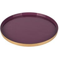 Dekoratief | Dienblad rond, paars/goud, metaal, 26x26x2cm | A258157