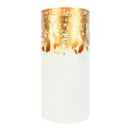 Dekoratief | Windlicht 'Wild Forest', wit/goud, metaal, 13x13x30cm | A258194