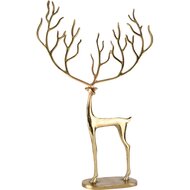 Dekoratief | Deco hert m/gewei, goud, aluminium, 41x10x61cm | A258208