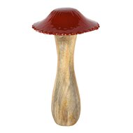 Dekoratief | Paddenstoel, rood/naturel, hout, 12x12x23cm | A258212