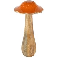 Dekoratief | Paddenstoel, oranje/naturel, hout, 12x12x24cm | A258213