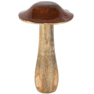 Dekoratief | Paddenstoel, bruin/naturel, hout, 14x14x22cm | A258215