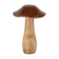 Dekoratief | Paddenstoel, bruin/naturel, hout, 12x12x15cm | A258216