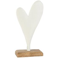Dekoratief | Deco hart op voet, wit, aluminium/hout, 11x5x21cm | A258277