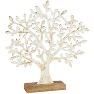 Dekoratief | Deco boompje op voet, wit/goud, hout/metaal, 30x5x32cm | A258311
